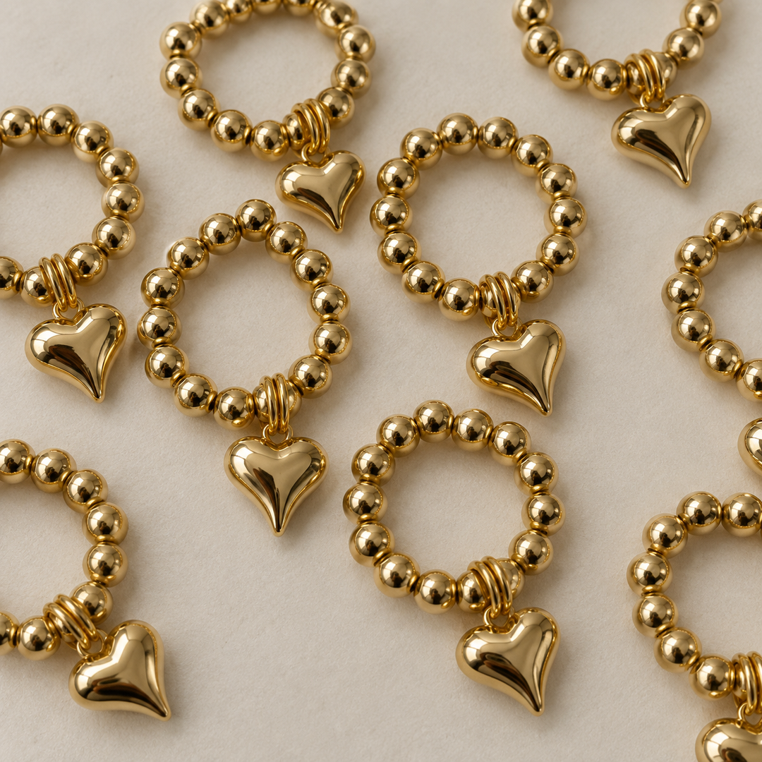 Gold Heart Bandana Stretch Charm
