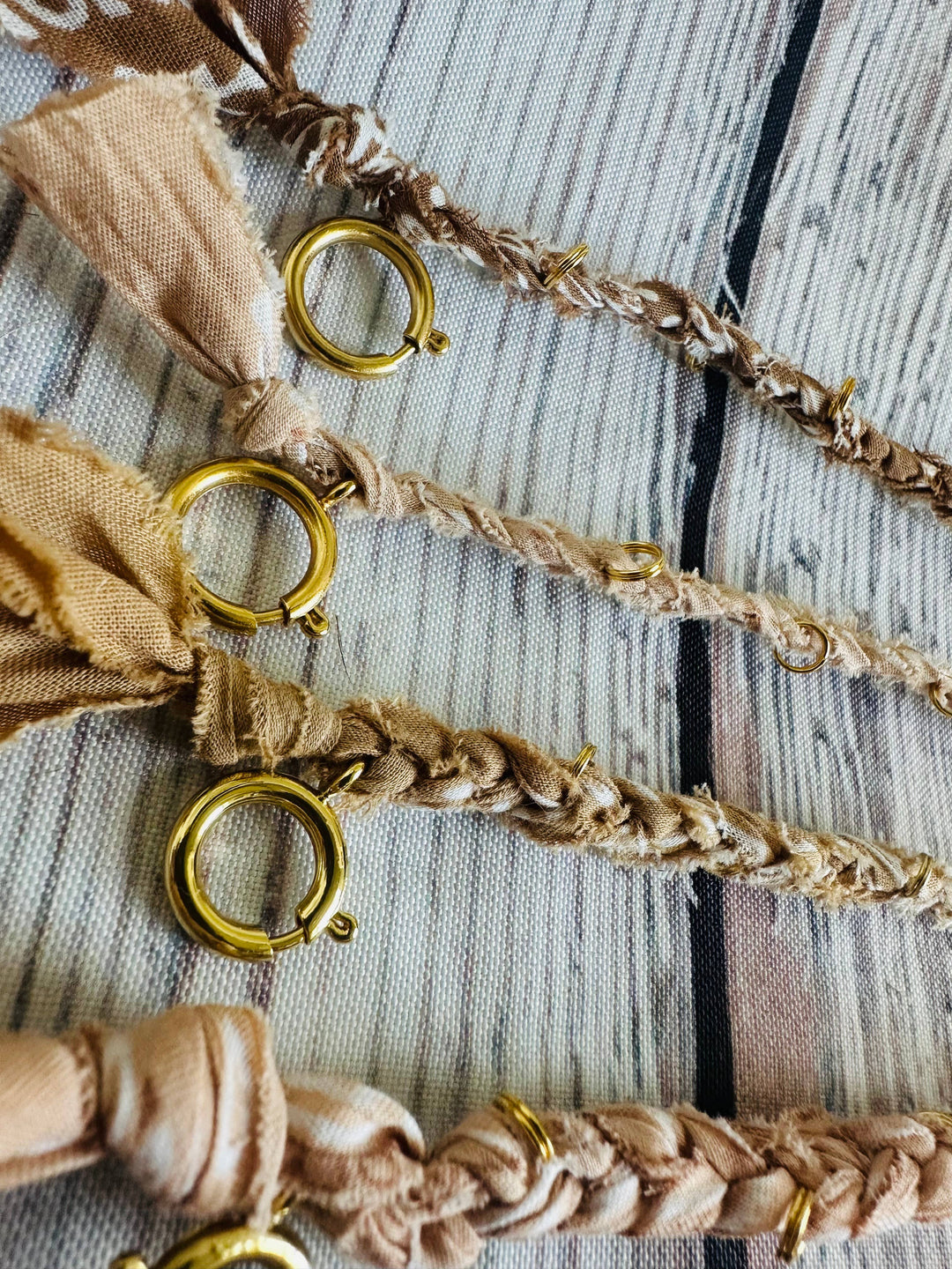 Charm Bar Bandana Bracelets: Terracotta Hues / Gold