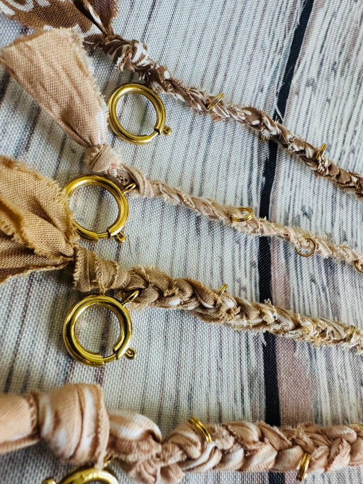 Charm Bar Bandana Bracelets: Terracotta Hues / Gold