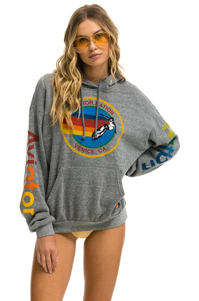 Aviator Nation Pullover Hoodie - Relaxed in Heather Grey