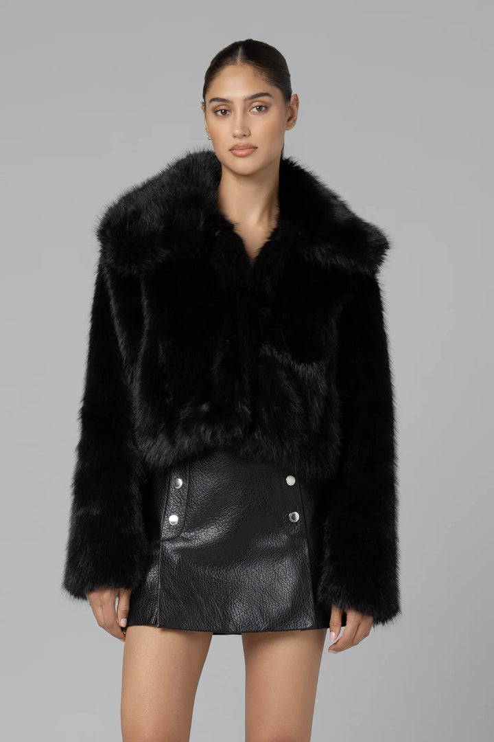 Make It Rain Fur Jacket in Black