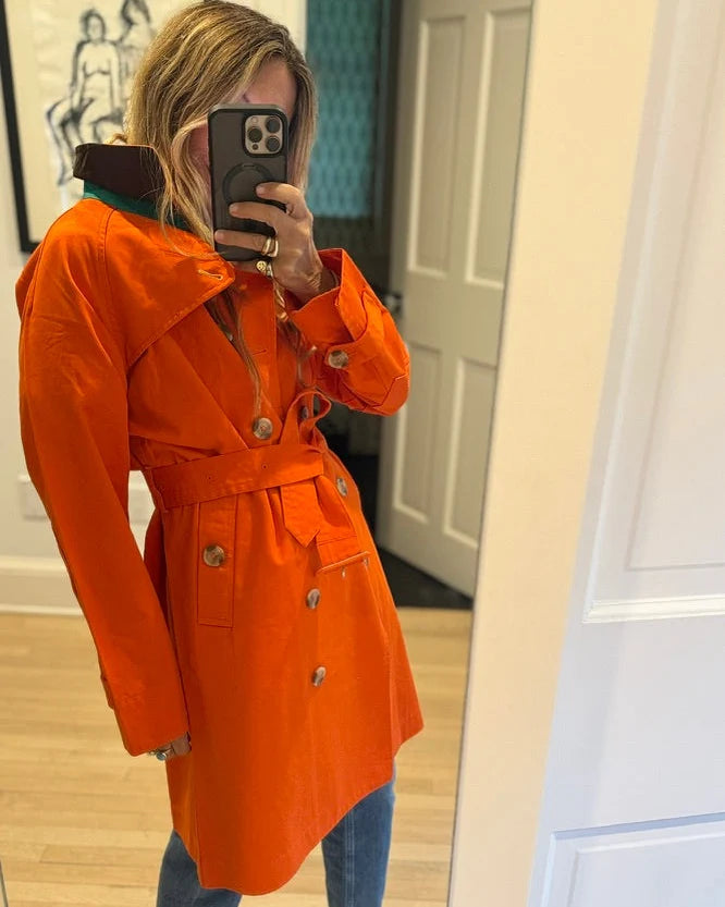 Color Washed Trench in Tomato