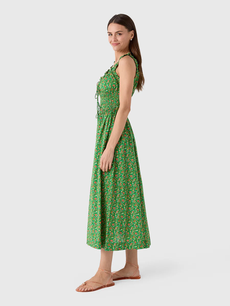 Emmaretta Dress in Emerald Jardin Du Chateau