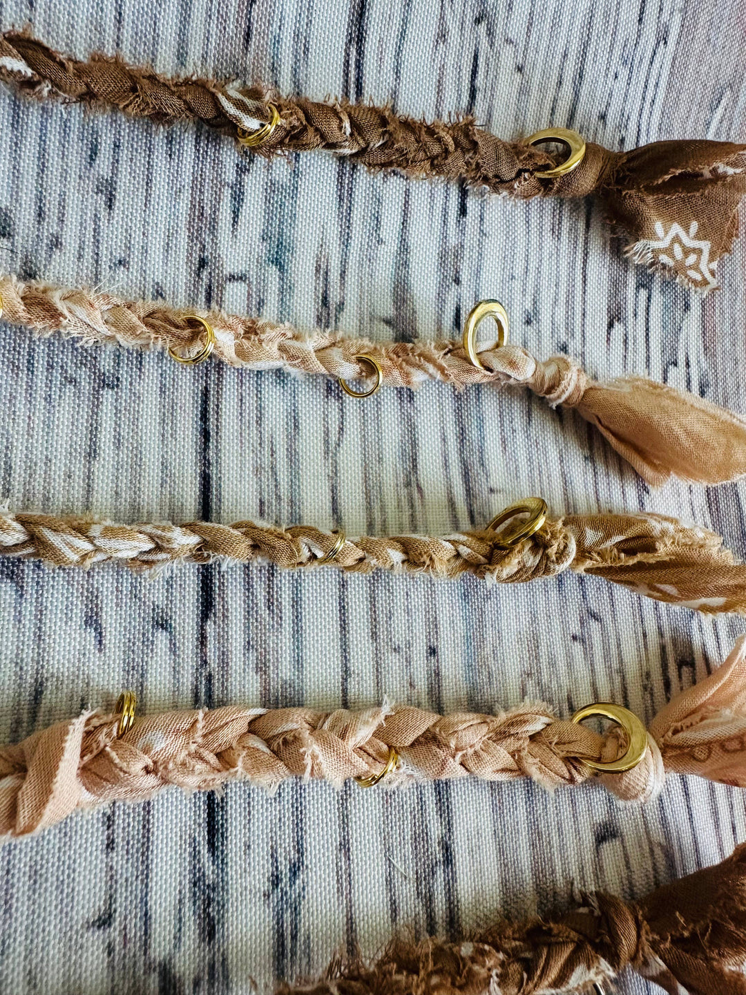 Charm Bar Bandana Bracelets: Terracotta Hues / Gold
