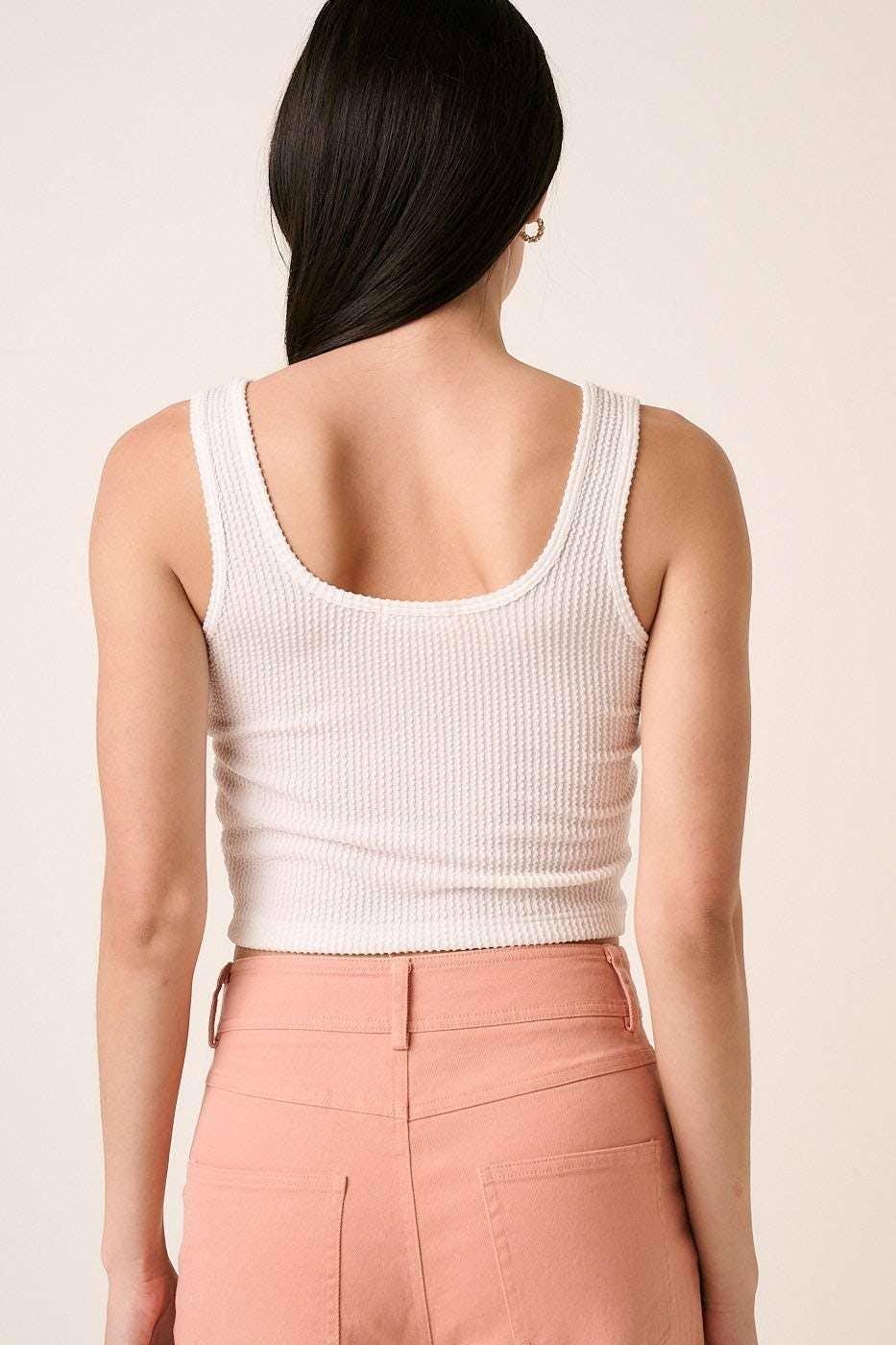 URBAN RIB KNIT SCOOP NECK CROP TANK TOP: ORANGE / S-M-L(2-2-2)