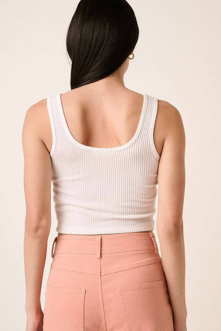 URBAN RIB KNIT SCOOP NECK CROP TANK TOP: ORANGE / S-M-L(2-2-2)