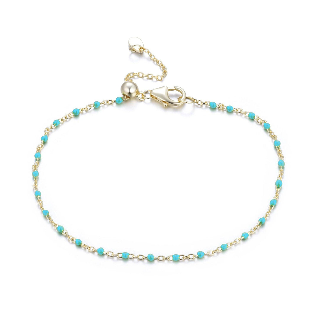 Enamel Beaded Chain Bracelet: Tangerine / Gold