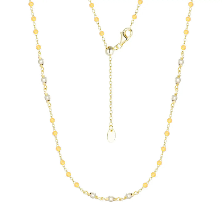 Enamel Beaded Chain Necklace with Sparkle Beads