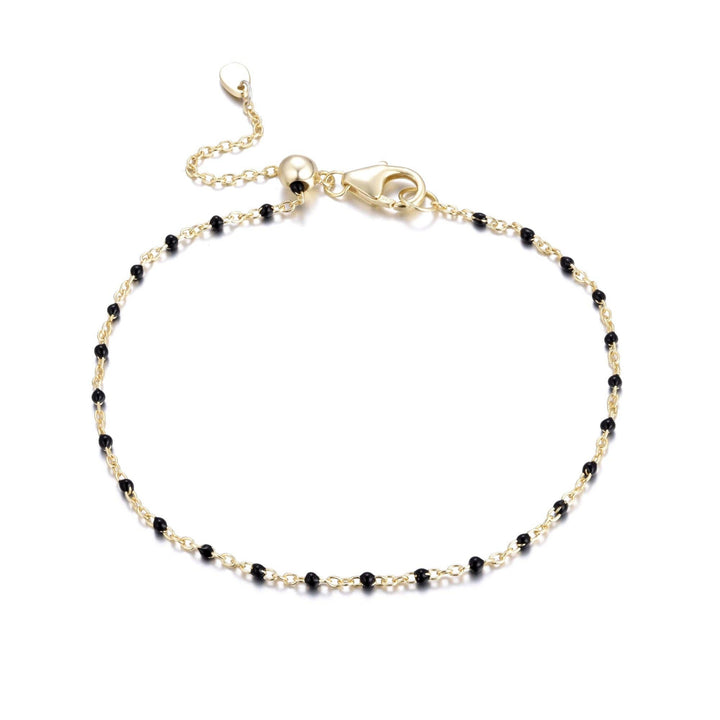 Enamel Beaded Chain Bracelet: Tangerine / Gold