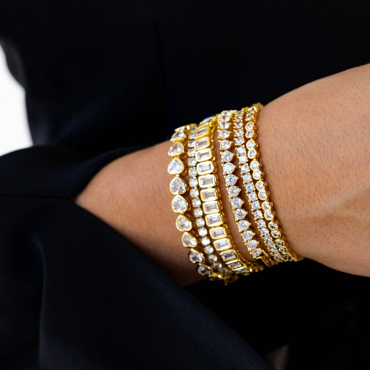 Bezel Tennis Bracelet: Gold / 7.0"