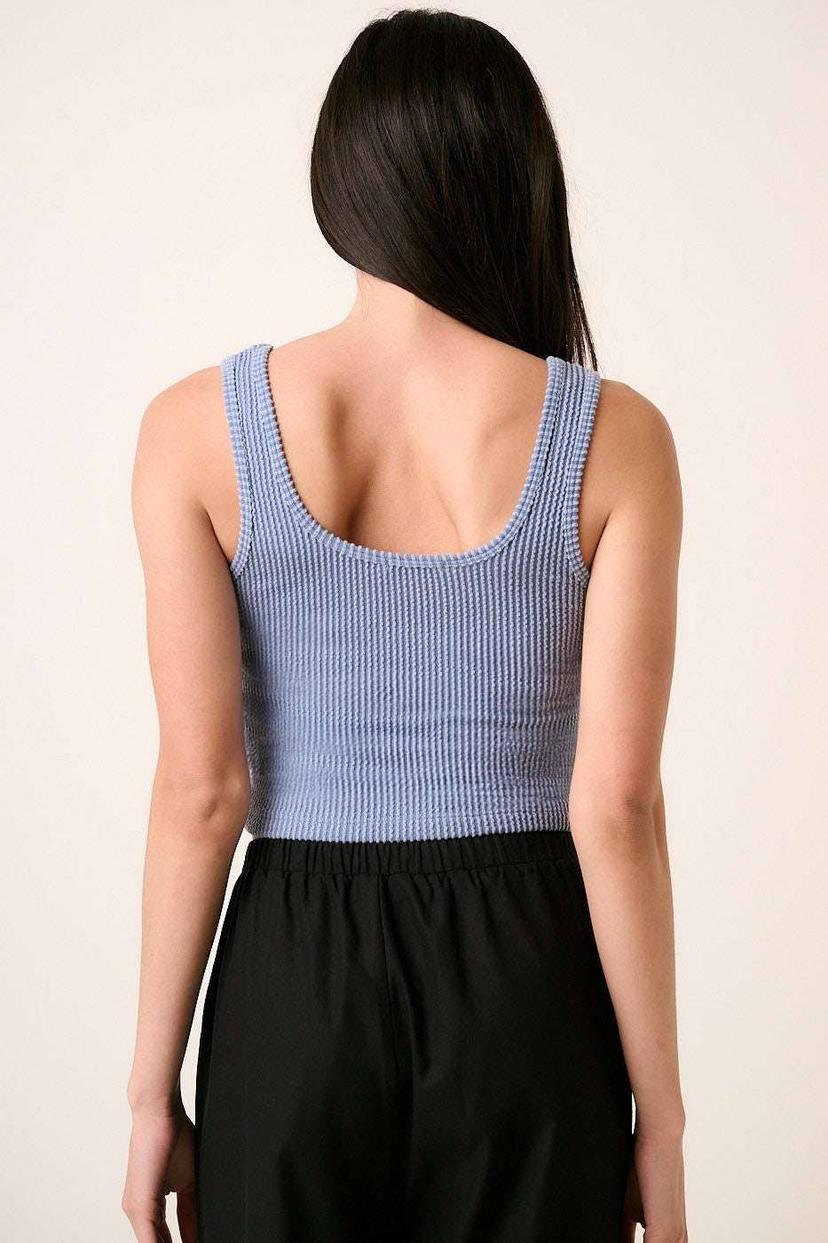 URBAN RIB KNIT SCOOP NECK CROP TANK TOP: ORANGE / S-M-L(2-2-2)