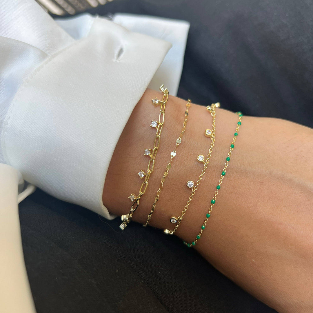 Enamel Beaded Chain Bracelet: Turquoise / Gold