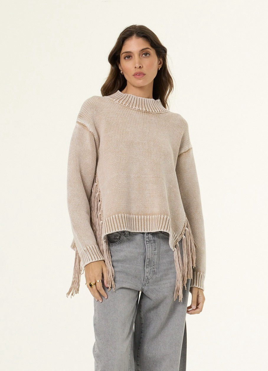 Houston Mock Neck Sweater in Sandstone