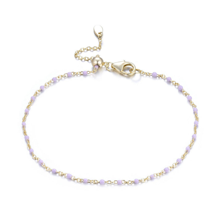 Enamel Beaded Chain Bracelet: White / Gold