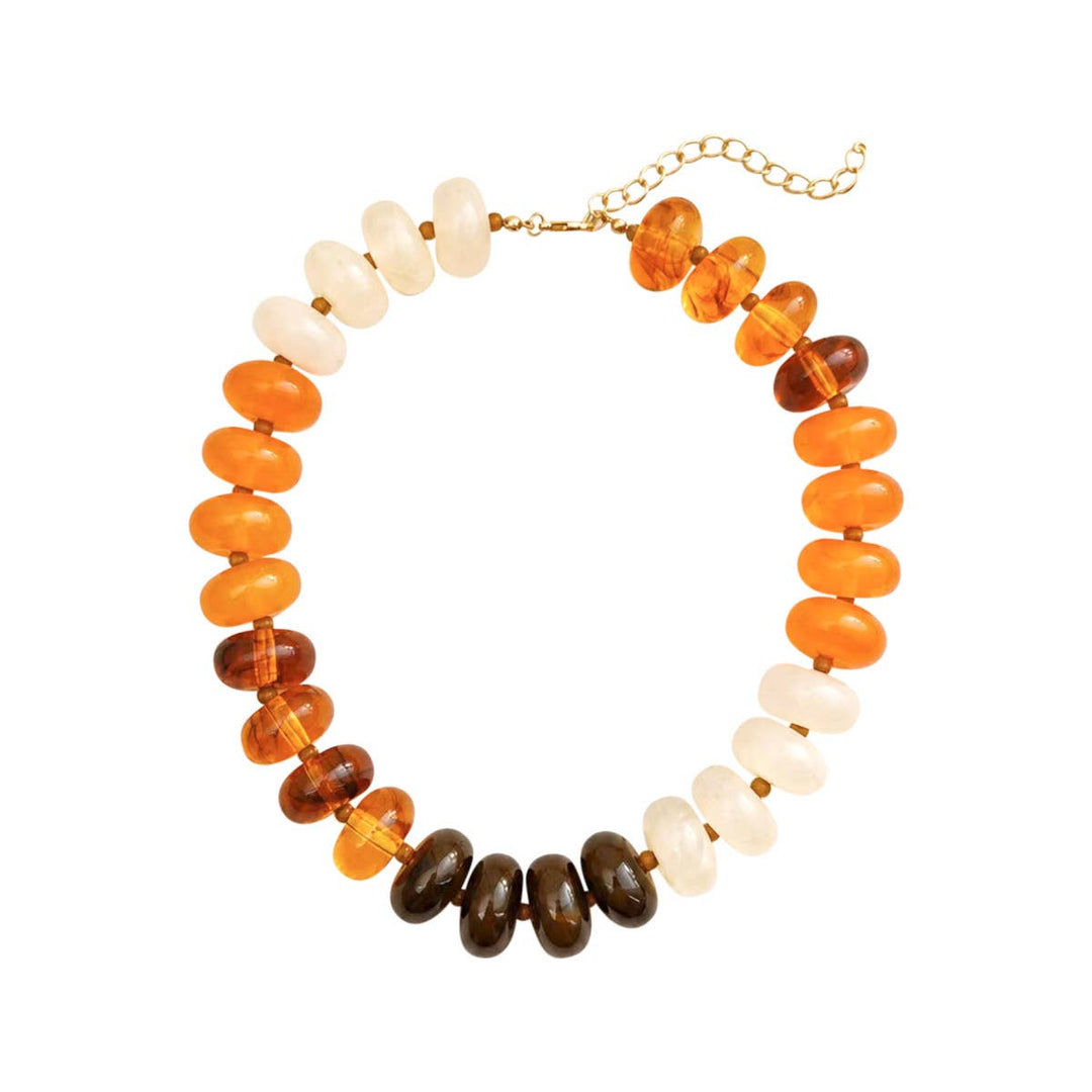 Carissa Chunky Beaded Necklace- Tortoise Orange Mix