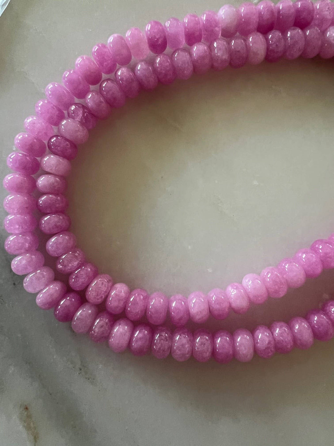 Lilly Gemstone Bead Necklace multi-color 8mm opals jade : Soft orange