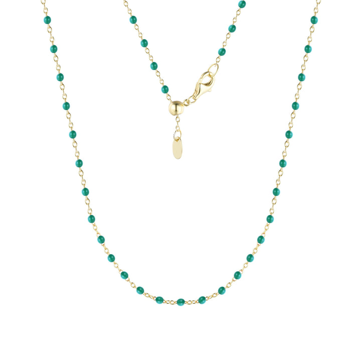 Enamel Beaded Chain Necklace: Tangerine / Gold