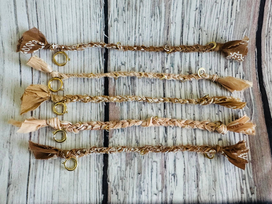 Charm Bar Bandana Bracelets: Terracotta Hues / Gold