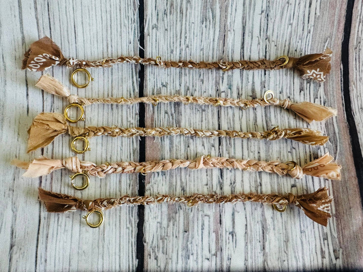 Charm Bar Bandana Bracelets: Terracotta Hues / Gold
