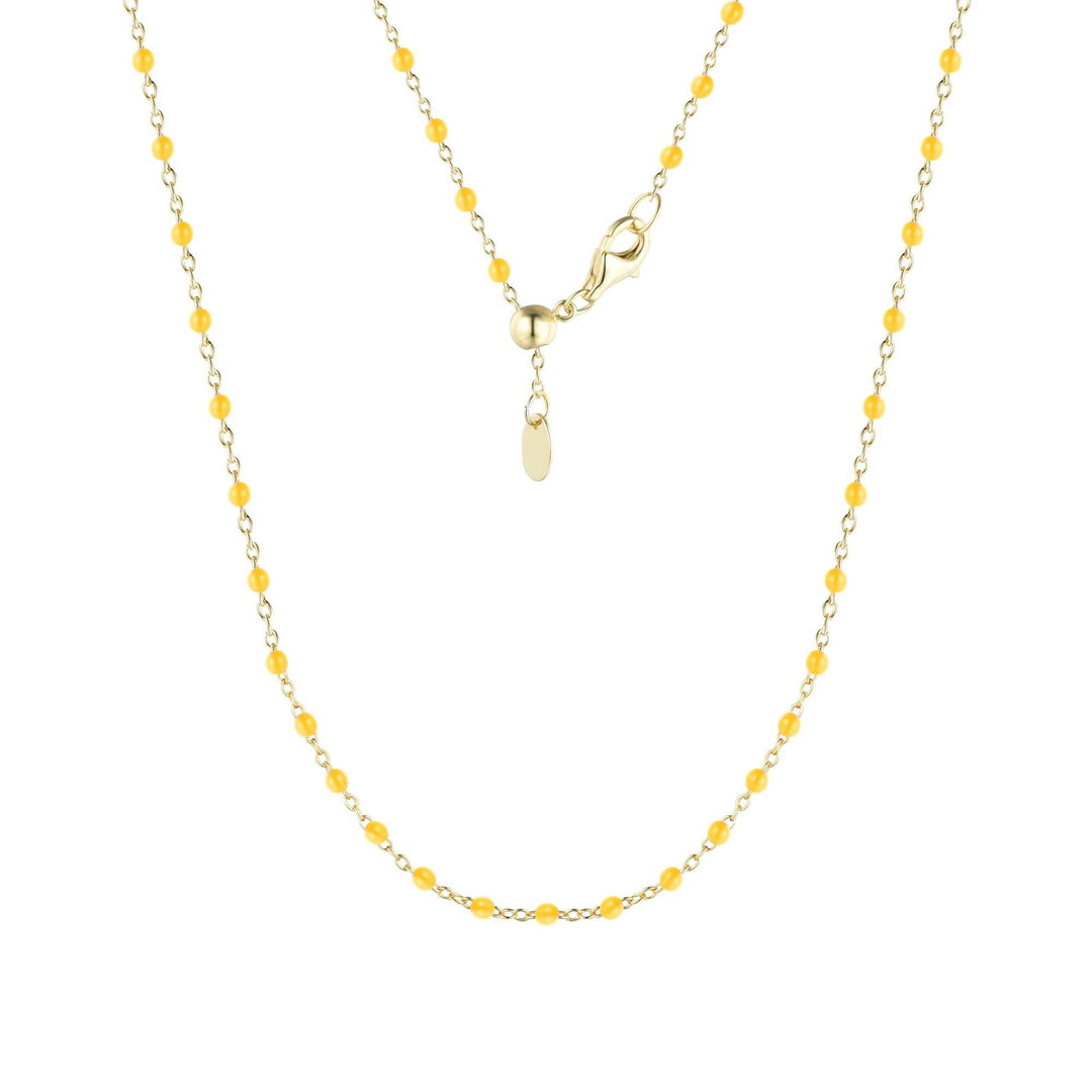 Enamel Beaded Chain Necklace: Dark Green / Gold