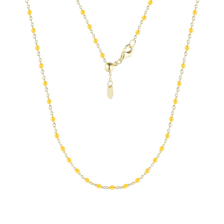 Enamel Beaded Chain Necklace: Turquoise / Gold