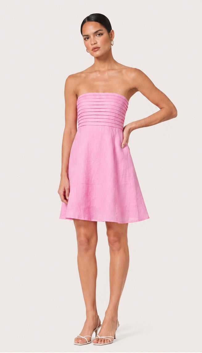 Talia Linen Mini Dress in Slipper