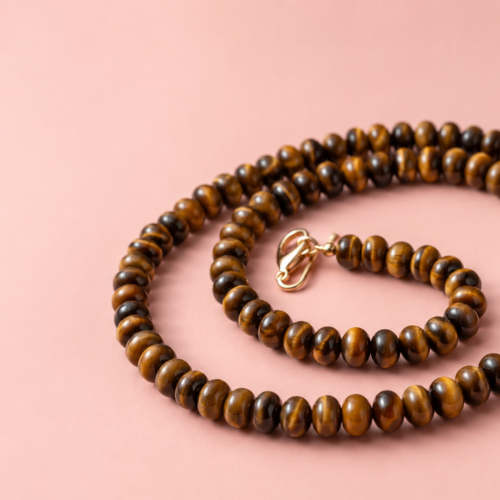 Lilly Gemstone Bead Necklace multi-color 8mm opals jade : Soft orange