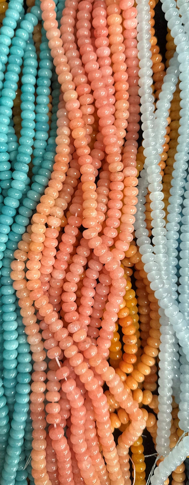 Lilly Gemstone Bead Necklace multi-color 8mm opals jade : Soft orange