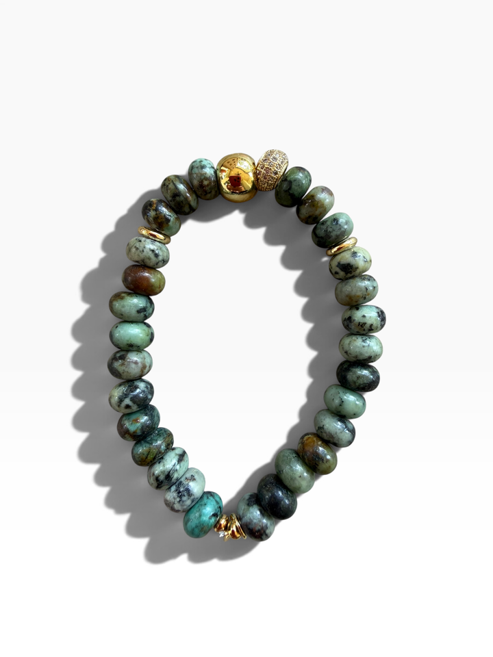 Lilly Gemstone Bead Necklace multi-color 8mm opals jade : Soft orange