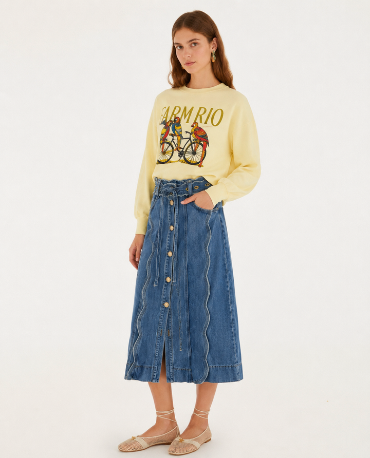 Denim Midi Skirt