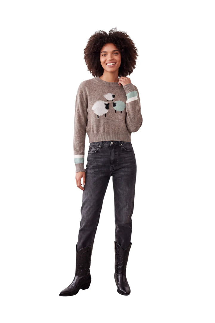 Herdwick Cashmere Crew Sweater in Flower Coffee