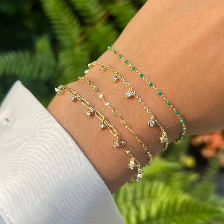 Enamel Beaded Chain Bracelet: Turquoise / Gold