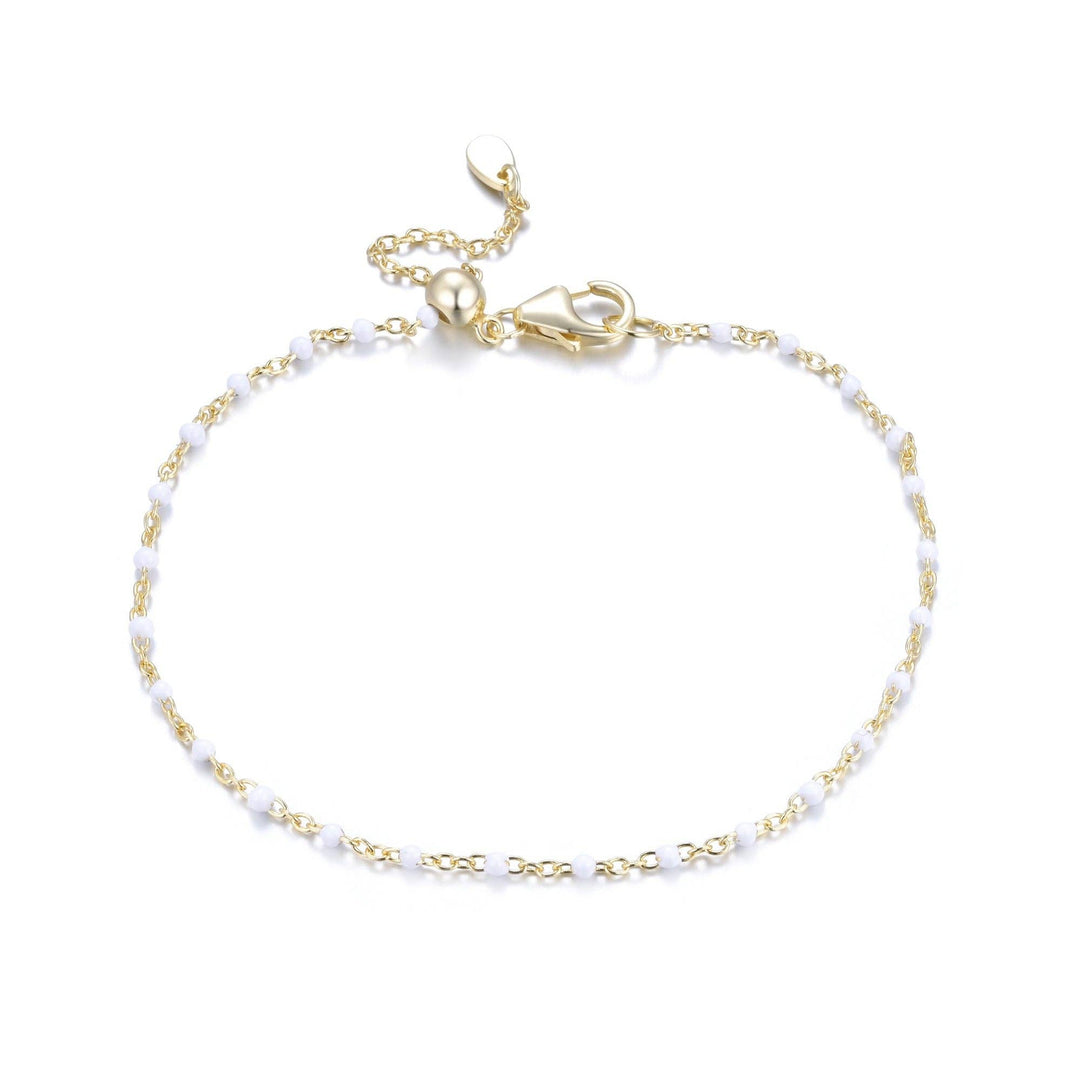 Enamel Beaded Chain Bracelet: Turquoise / Gold