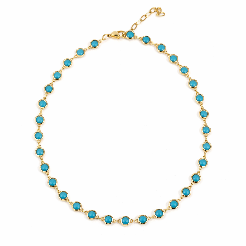 Turquoise Bezel Necklace: 5mm