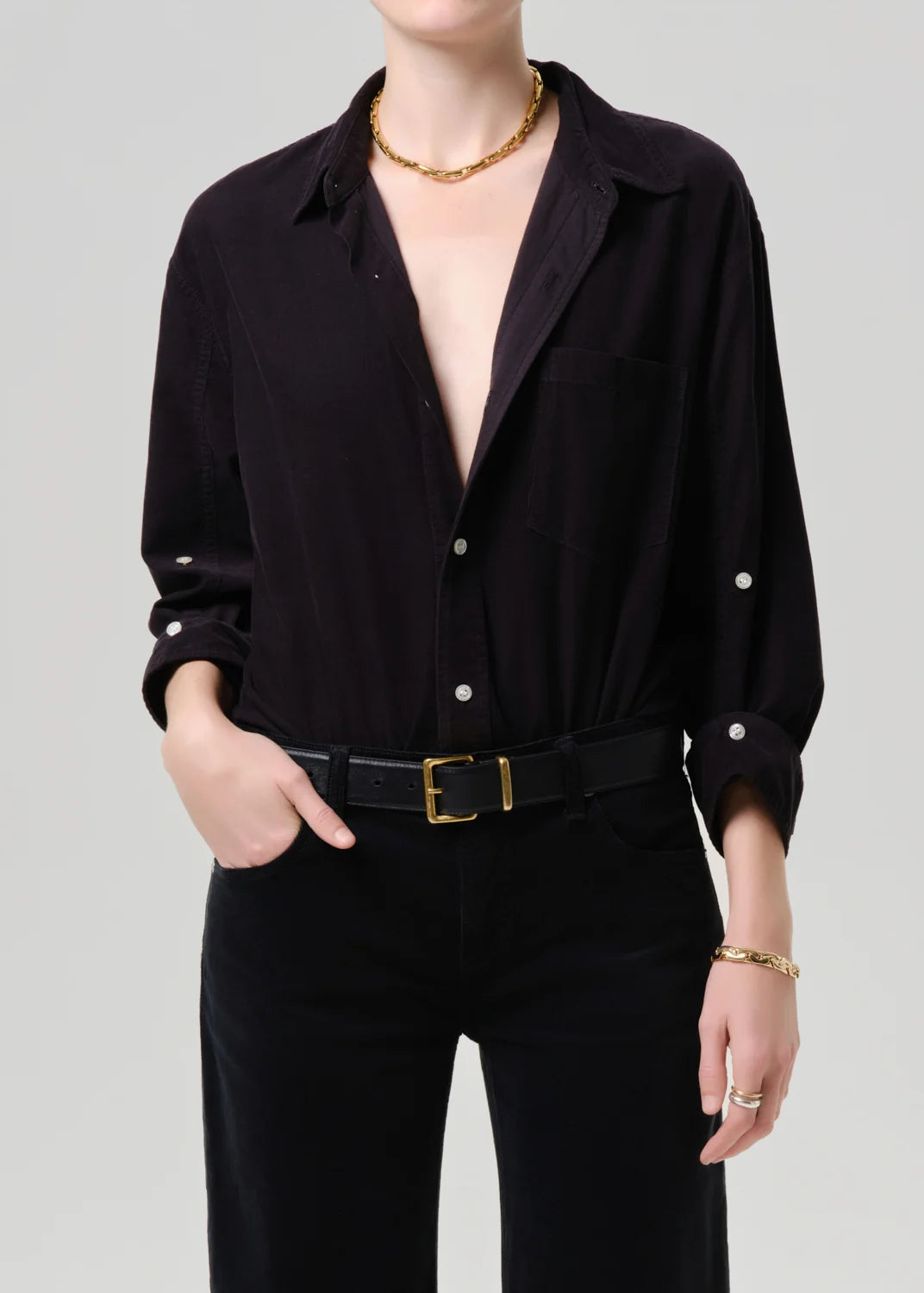 Kayla Baby Corduroy Shirt in Charcoal