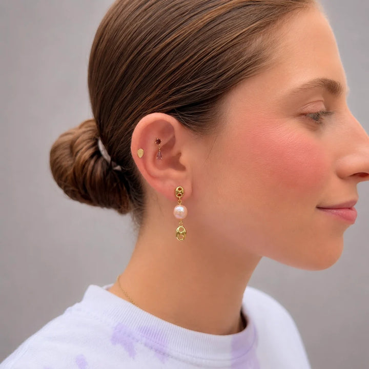 Annie Gold Earring with Pink Pearl