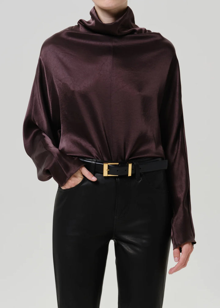 Ilaria Draped Japanese hammered Satin Top