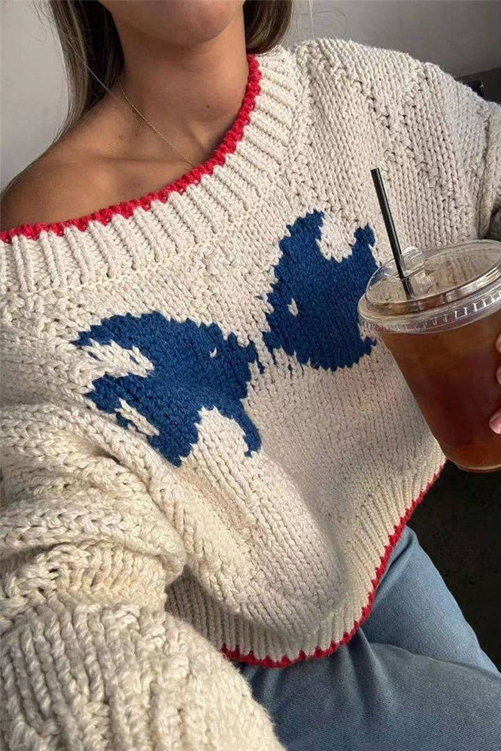 Cropped Fish Knit Sweatshirt