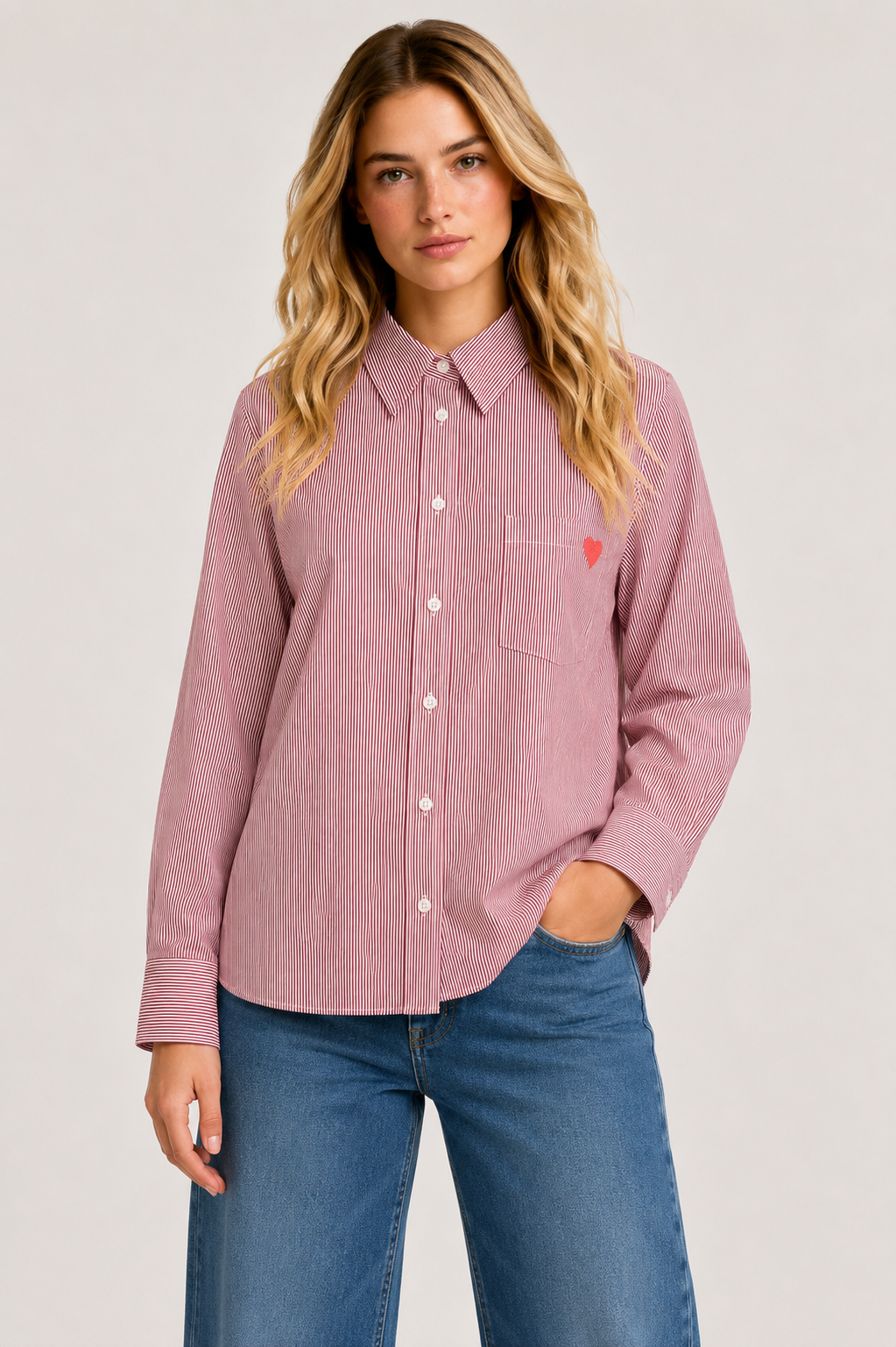 Stripe it to me button up in Red/White