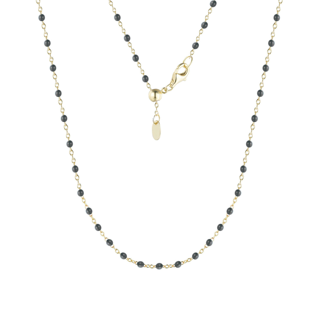 Enamel Beaded Chain Necklace: Tangerine / Gold