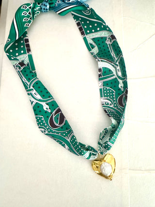 Game Day Silk Bandana In Emerald Green