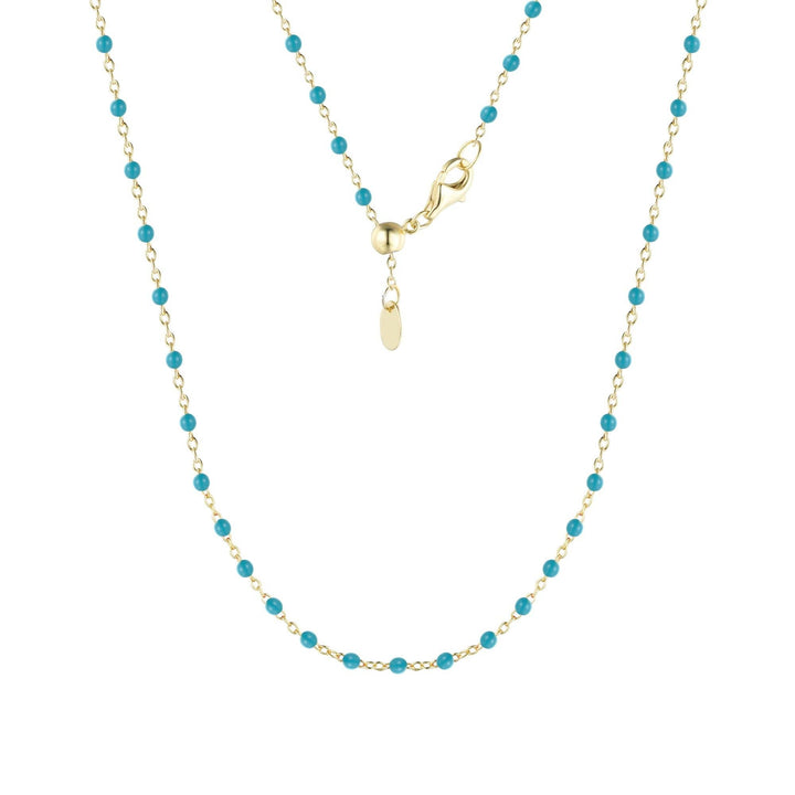 Enamel Beaded Chain Necklace: Dark Green / Gold