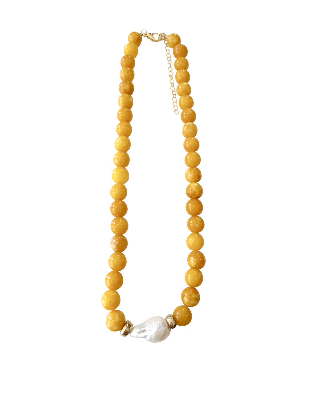 Brenna Yellow Beaded Necklace with Pearl Accent