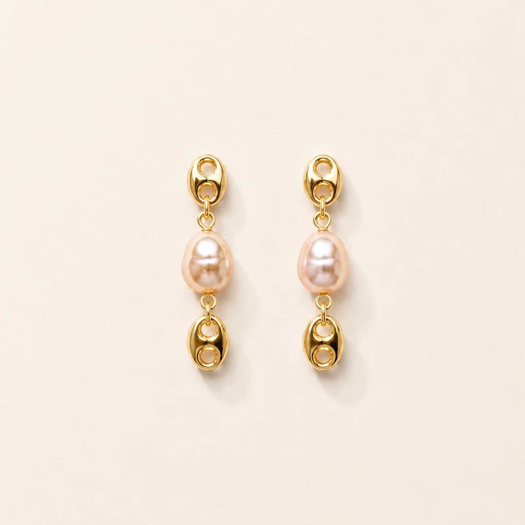 Annie Gold Earring with Pink Pearl