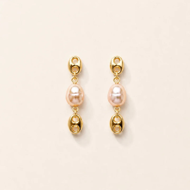 Annie Gold Earring with Pink Pearl