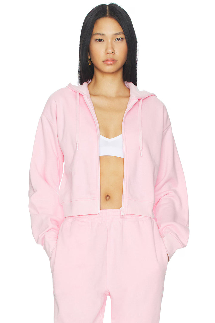 LuxeFleece Fresh Zip Up Hoodie in Frosty Pink