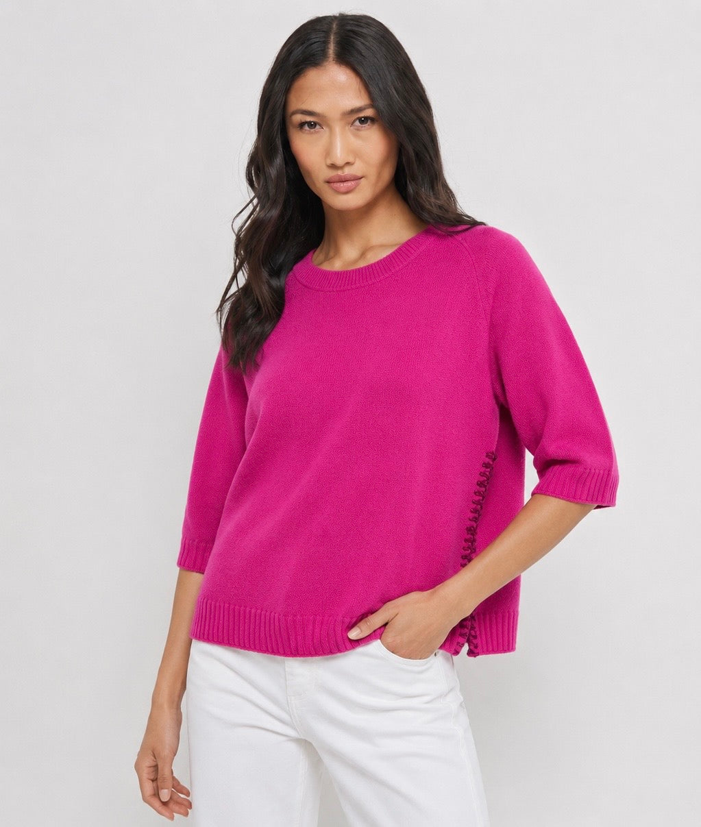 Crew Mate SS Sweater in Pink Flash