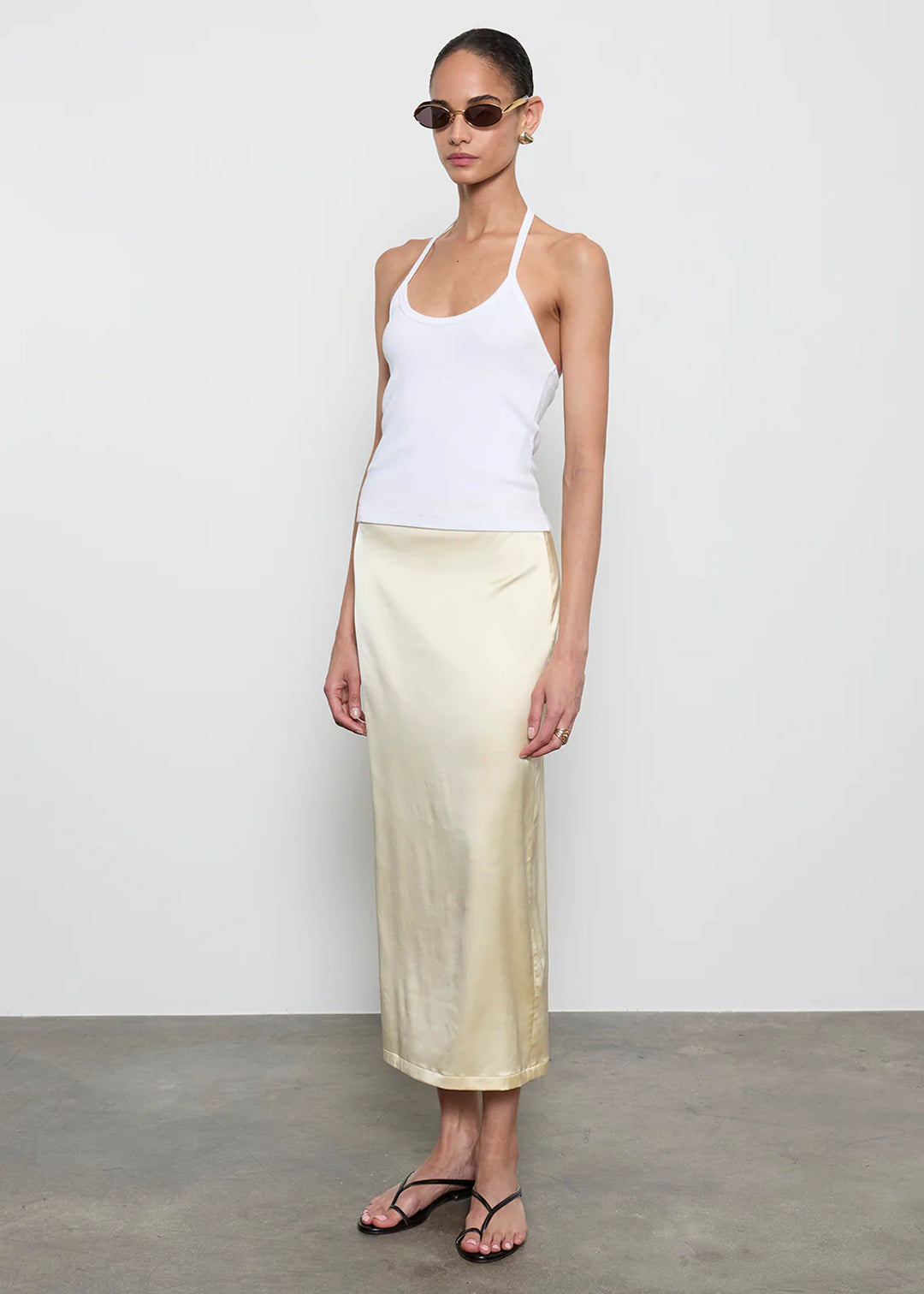 Lustre Column Skirt in Lemon