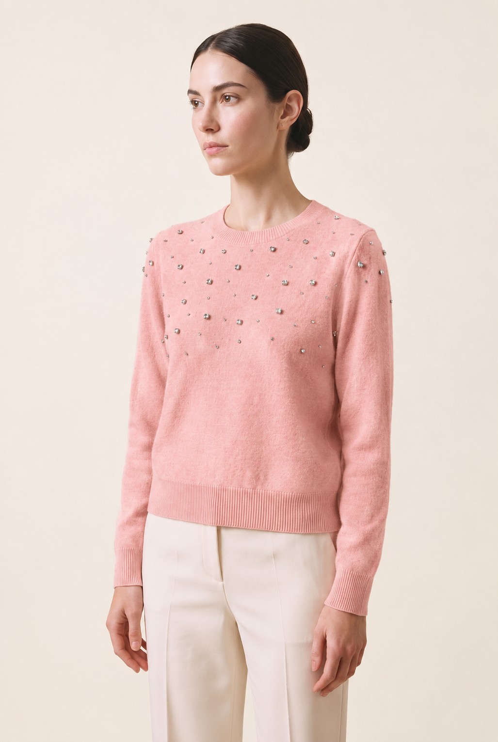 Rhinestone Crewneck in Pink