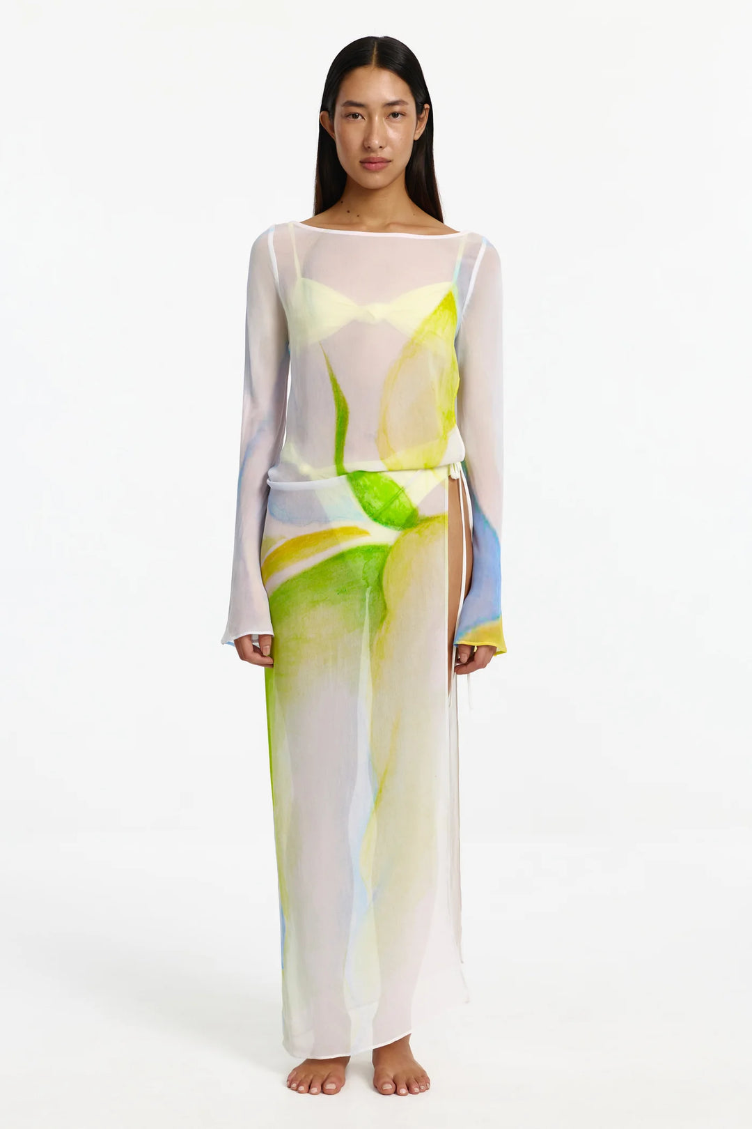 Milou Long Sleeve Dress in Seaglass Print